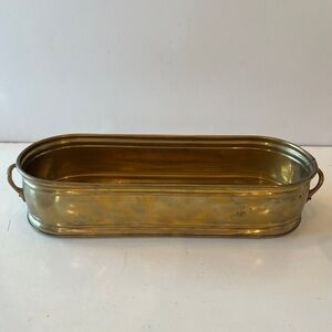 Vtg Rare 13.5" Brass Planter Pot Window Plant Hollywood Regency